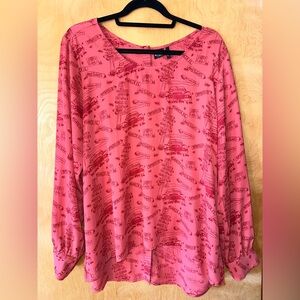 Chic Pink Printed Women's Blouse